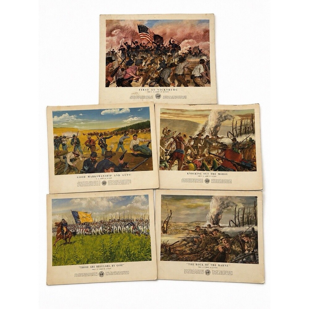 Vintage 1952 1953 U.S. Army in Action Poster Lot of 5 Military Prints 20x24